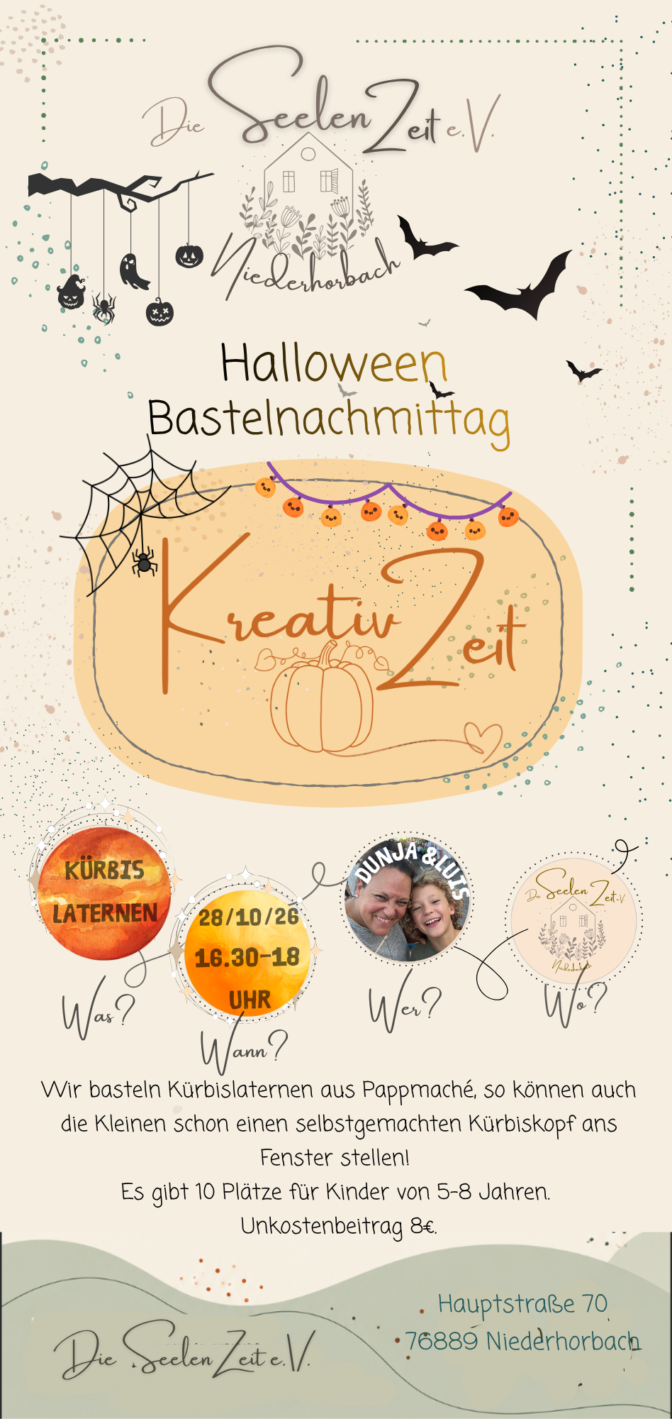 Flyer: Halloween Bastelnachmittag am 28. Oktober 2026